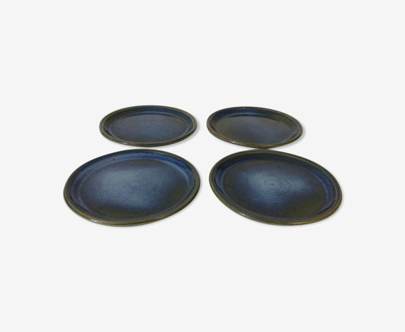 Set de 4 assiettes en grès de Puisaye Poterie Nault
