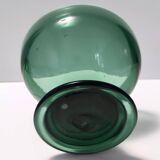 Centre de table/bol en verre vert soufflé à la main, fabriqué à Empoli, Italie