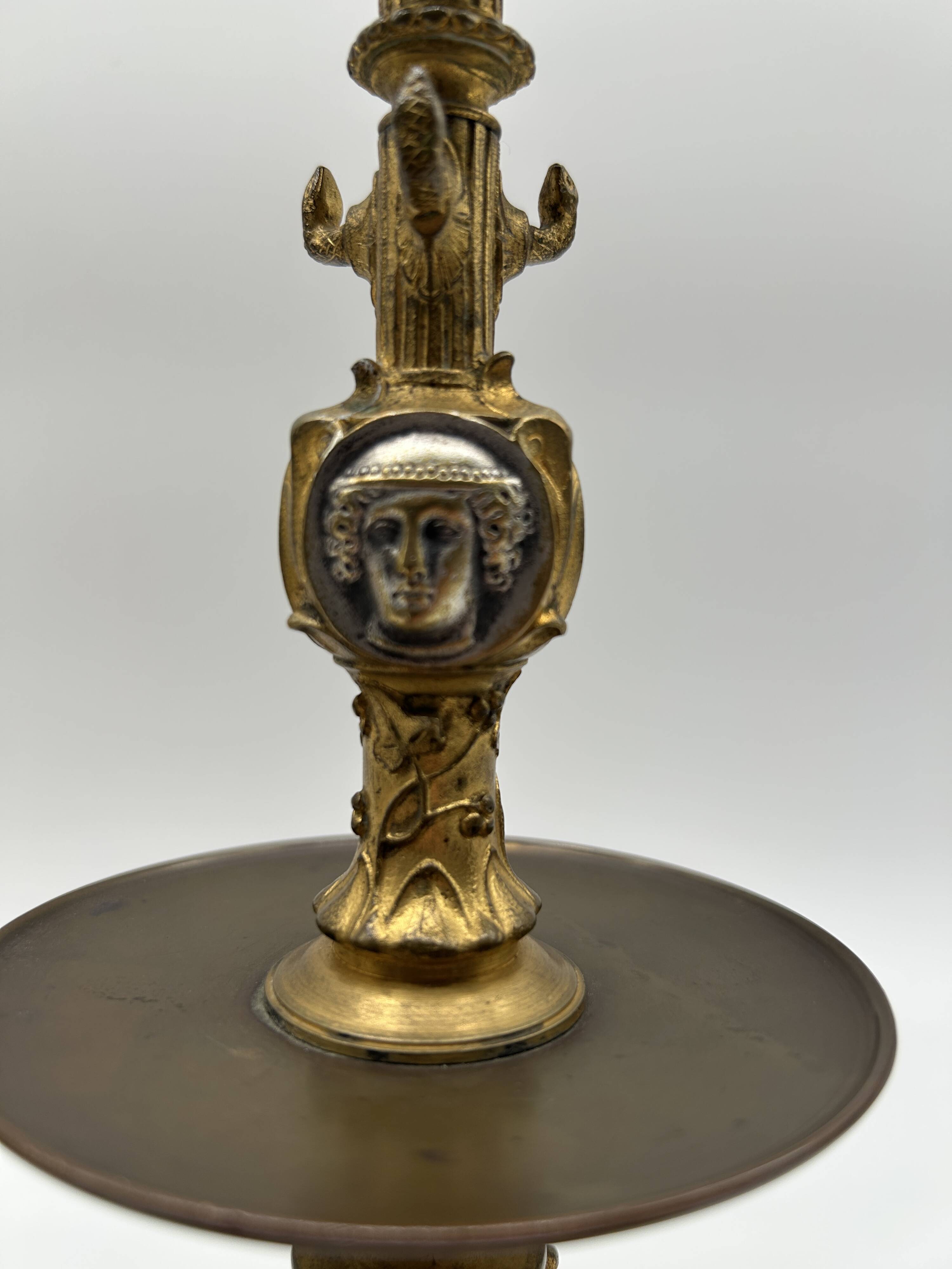 Pair of gilt bronze candlesticks by Cailleux - Barbedienne