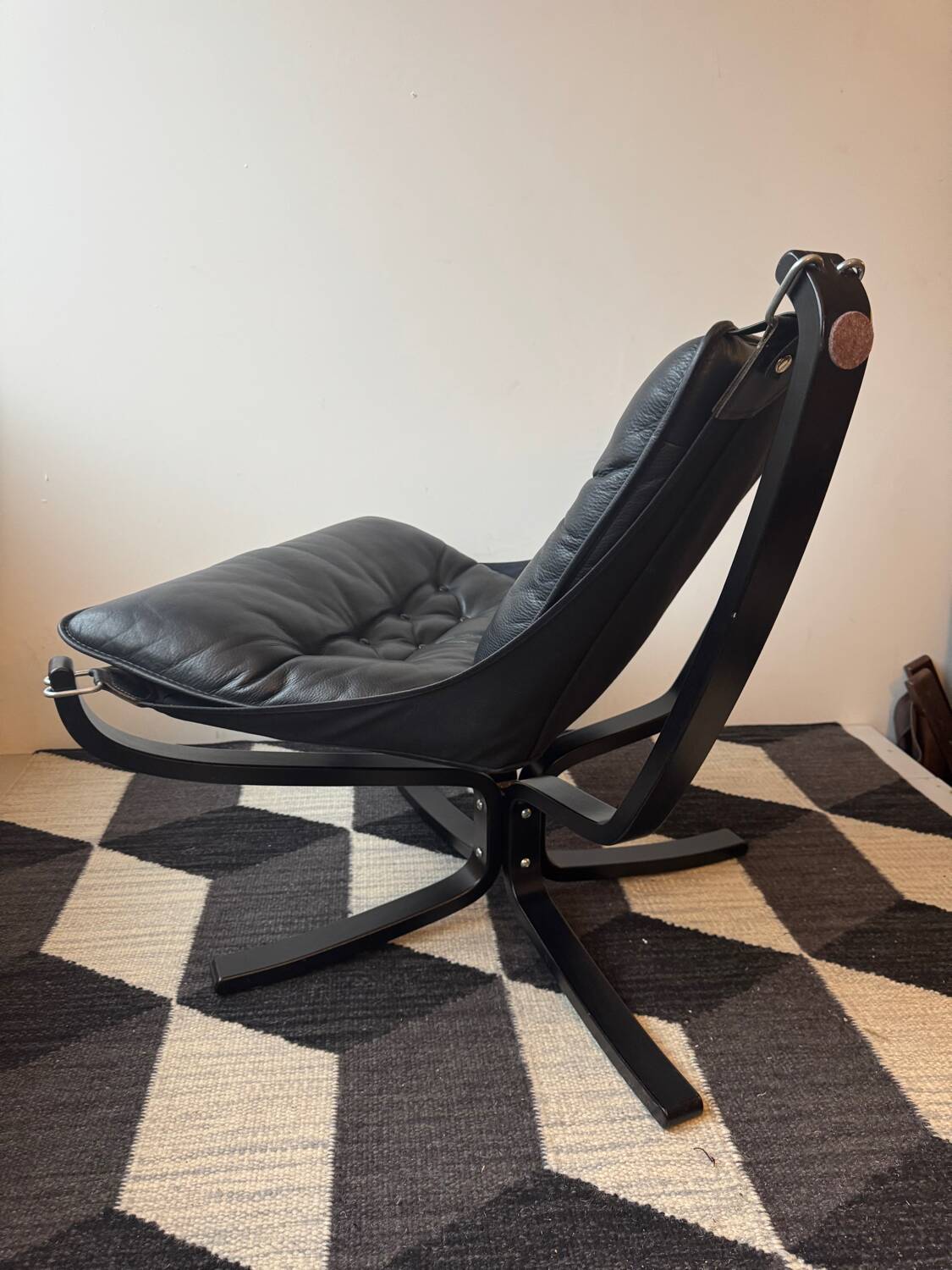 "Lounge chair 'Falcon' in black leather by Sigurd Ressel, Norway"