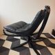 "Lounge chair 'Falcon' in black leather by Sigurd Ressel, Norway"