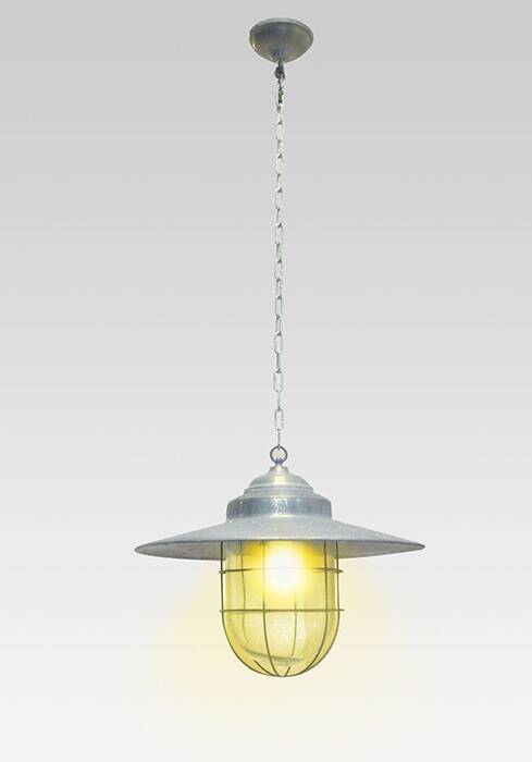 Classic Zinc pendant barn lamp large
