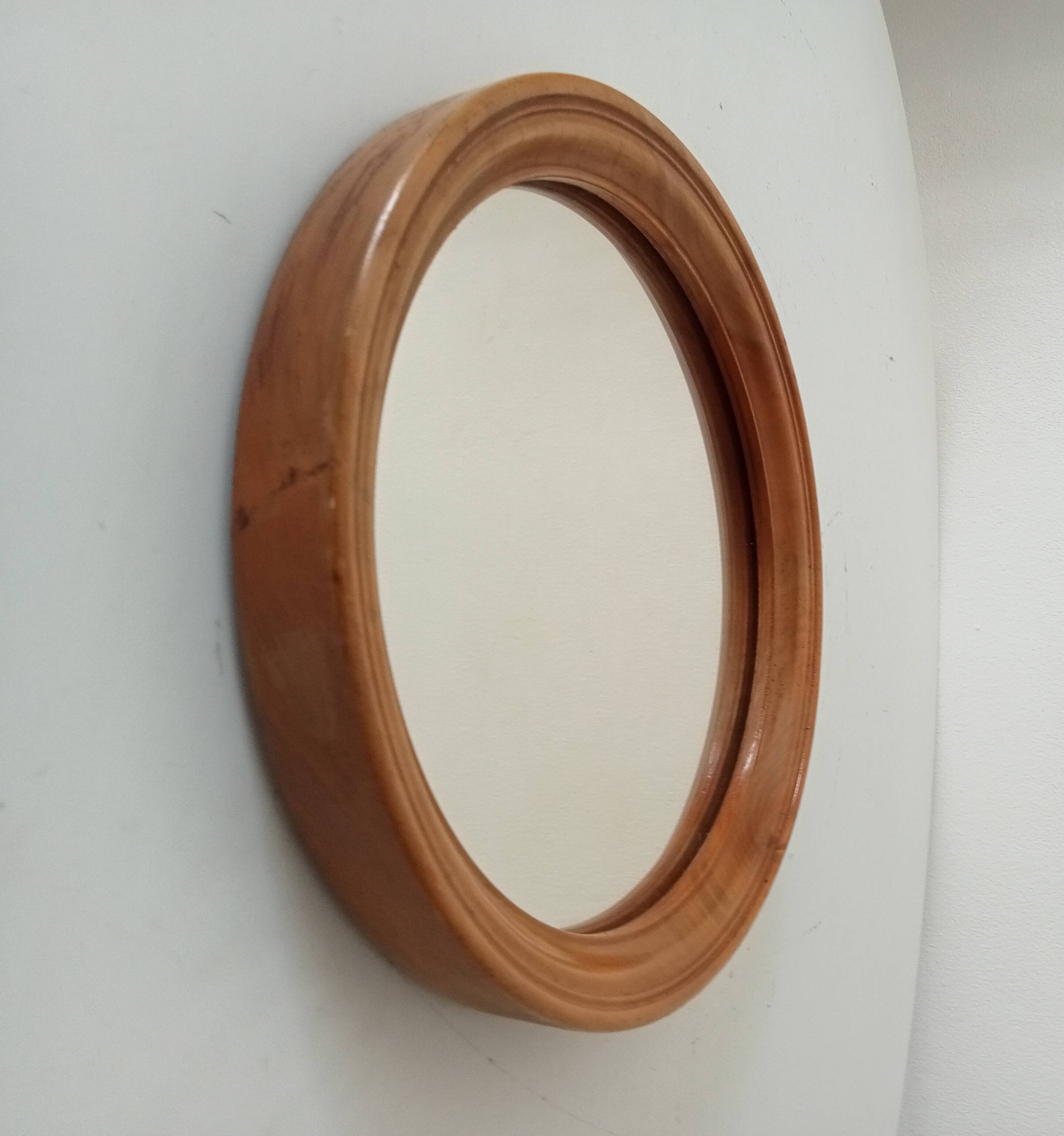 Vintage round wooden mirror