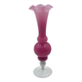 Vase opaline rose et blanc 31 cm