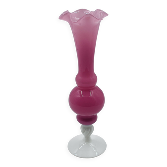 Pink and white opaline vase 31 cm