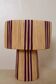 Table lamp in natural raffia with purple stripes
