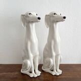 Chaumette vintage ceramic sitting white dog statue