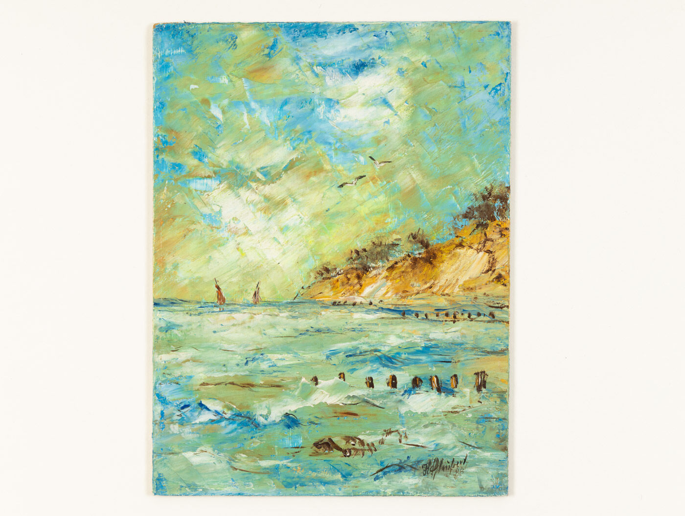 Seacoast, oil on plate