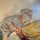 Old painting, horse scene, signed F Castellan, early 20th century