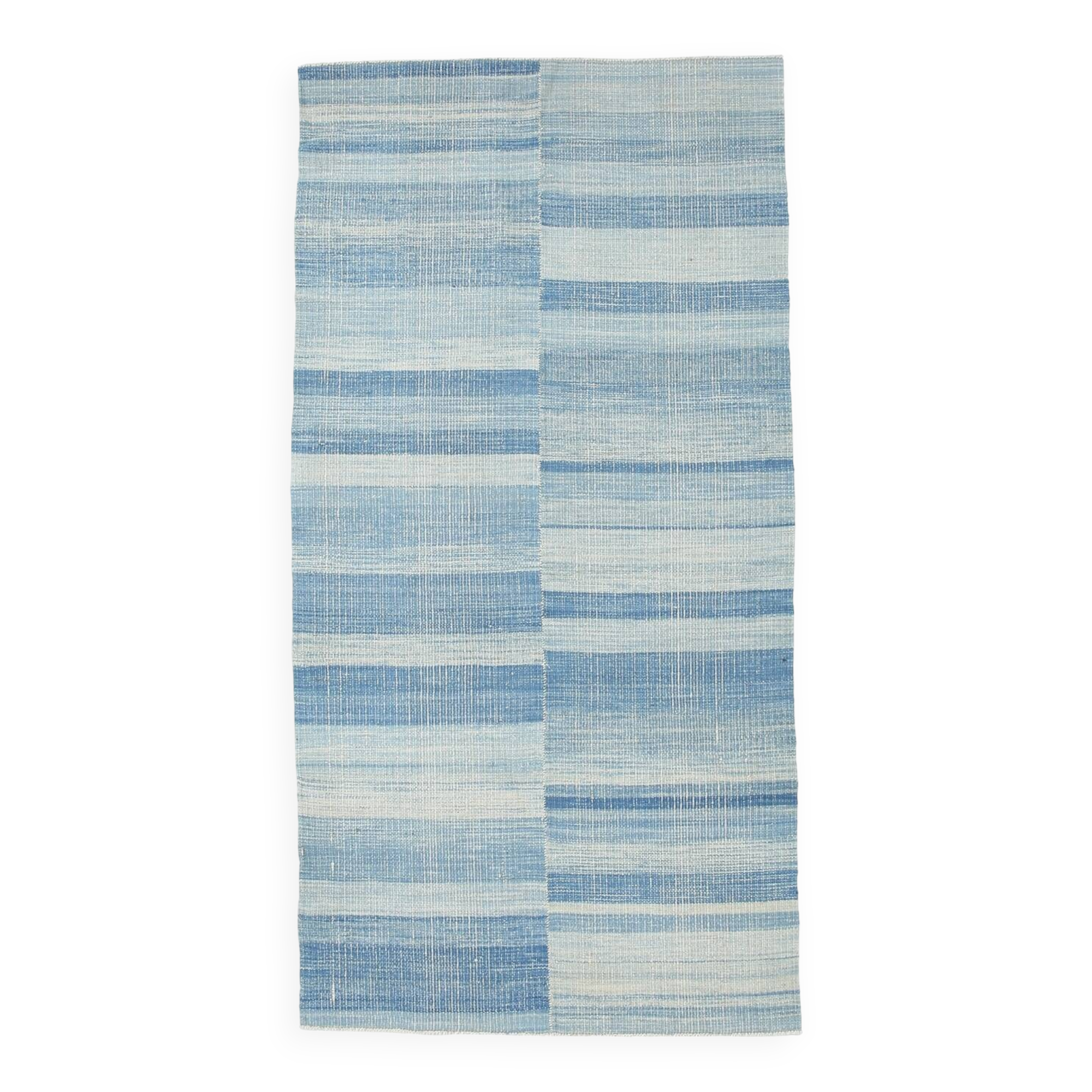 5x9 Blue & Beige Modern Kilim Rug, 147x288Cm