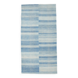 5x9 Blue & Beige Modern Kilim Rug, 147x288Cm
