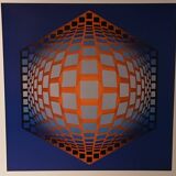 Plate by Victor Vasarely – "Universal Structure of the Hexagon" – Op A