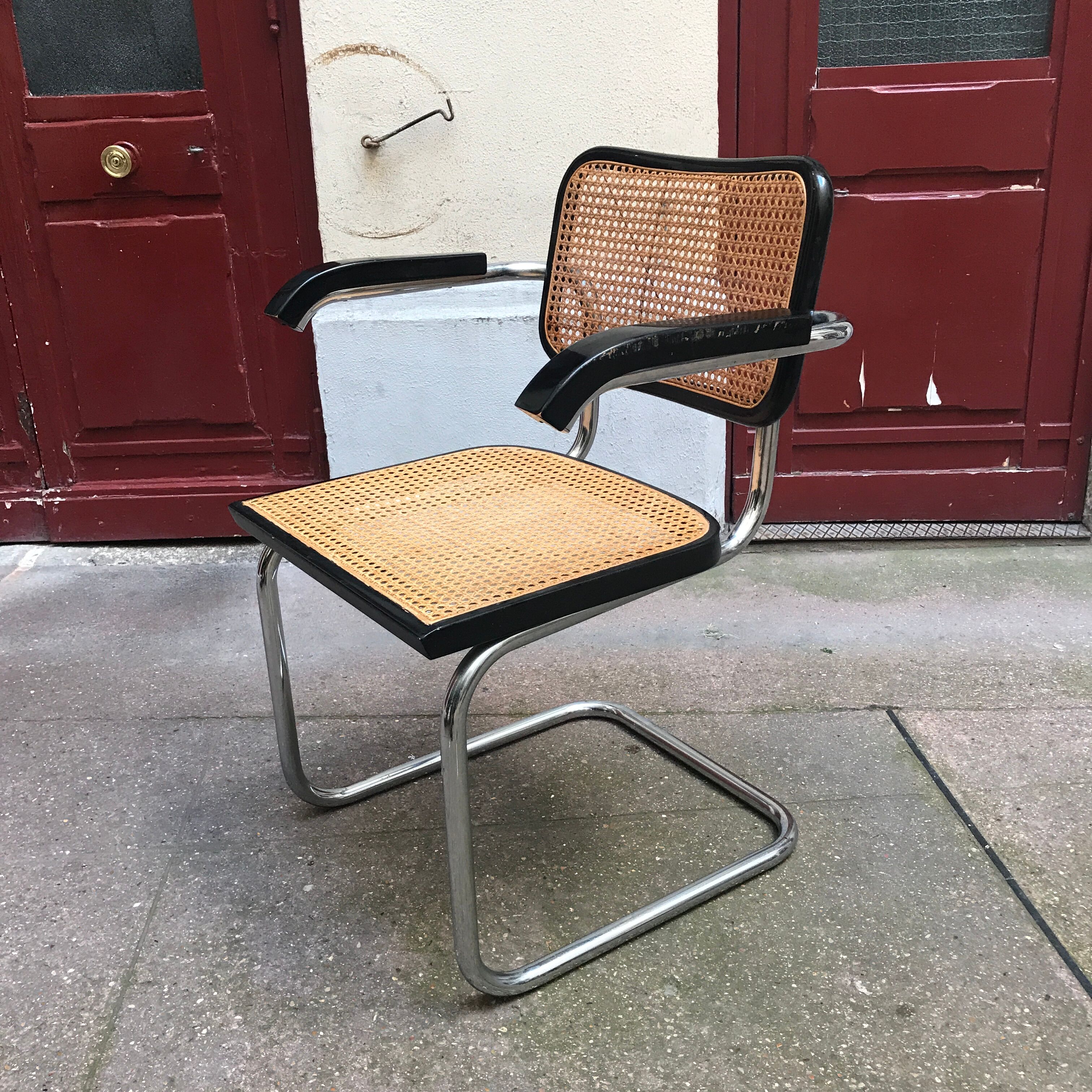 Marcel Breuer armchair, chrome and black chair