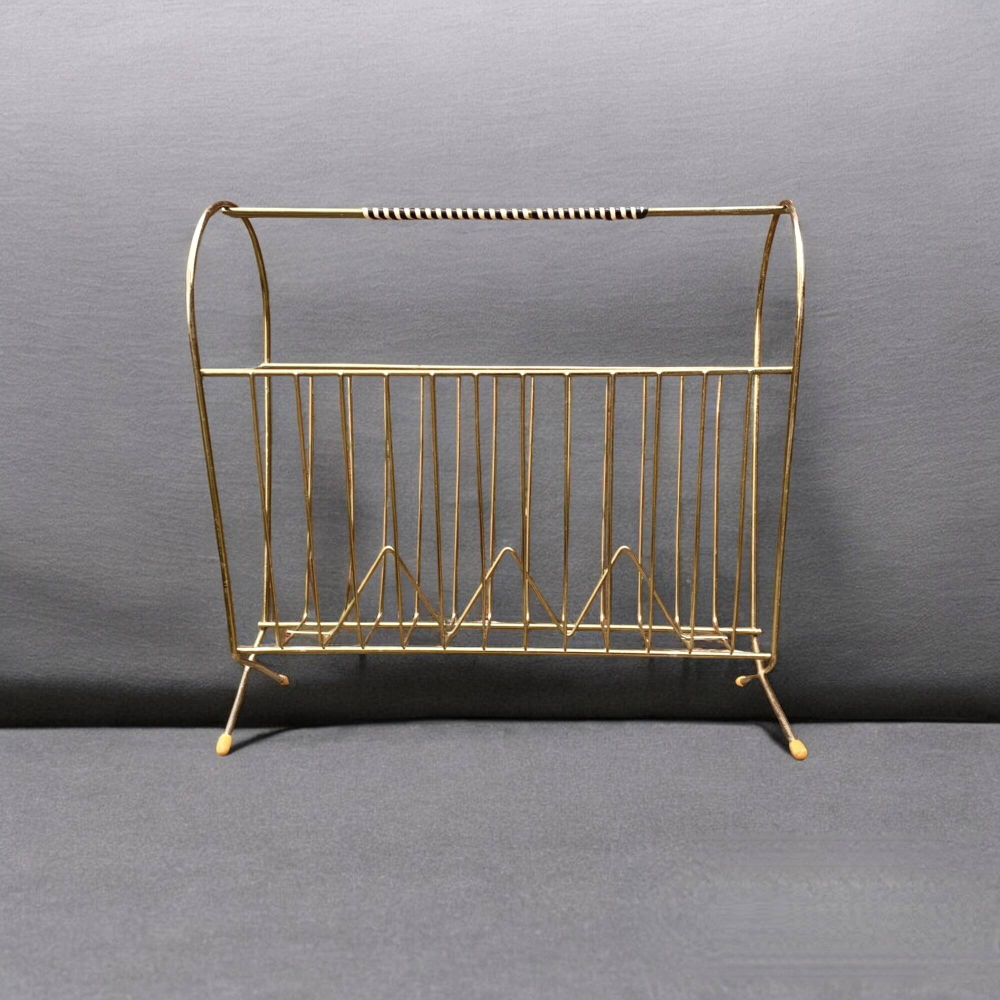 50s magazine rack in brass and scoubidou
