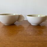 Set of 9 JARS White Ceramic Cups with Blue Grey Interior
