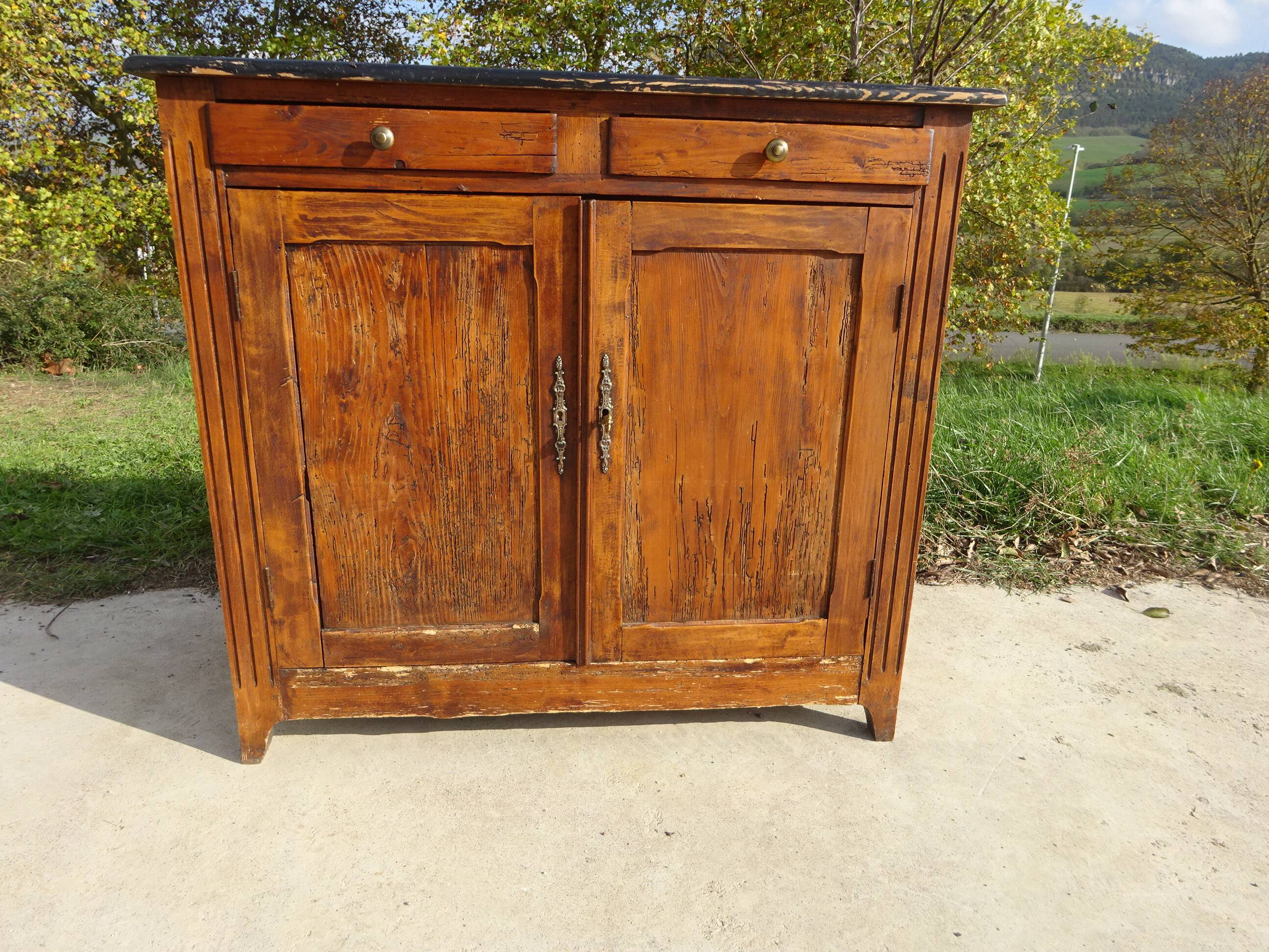 Old Parisian pine sideboard