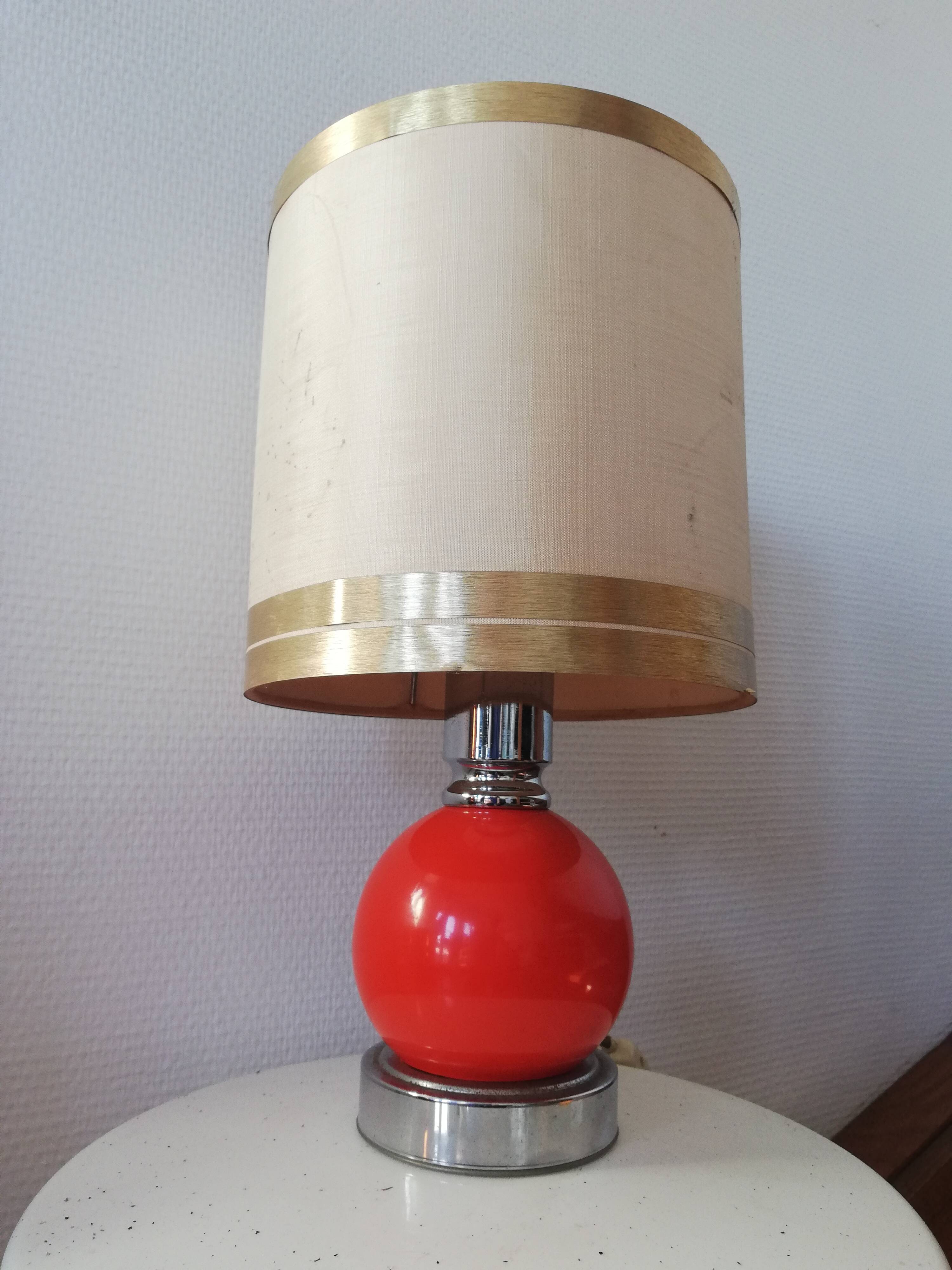 Lamp foot chrome vintage ceramic ball 60 70