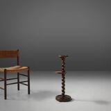 Art Deco oak ashtray on hand-turned base, France, 1930s