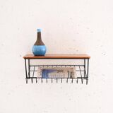 Vintage teak and metal hanging nightstand