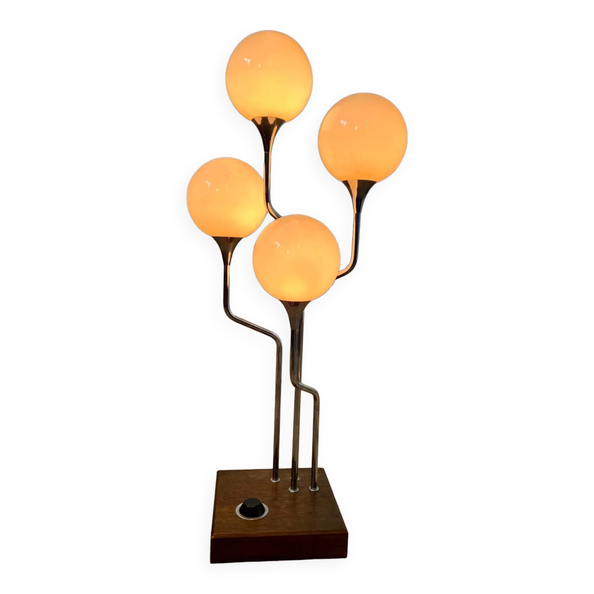 Old metal table lamp Italian design Gioffredo REGGIANI 70s vintage 4 lights