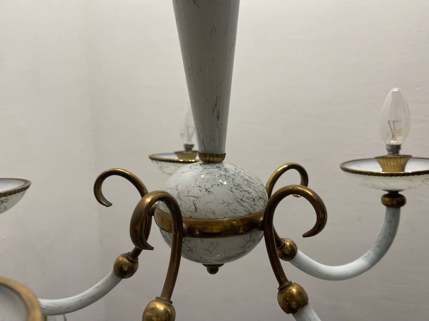 Italian Murano Glass Brass Chandelier 1940’s