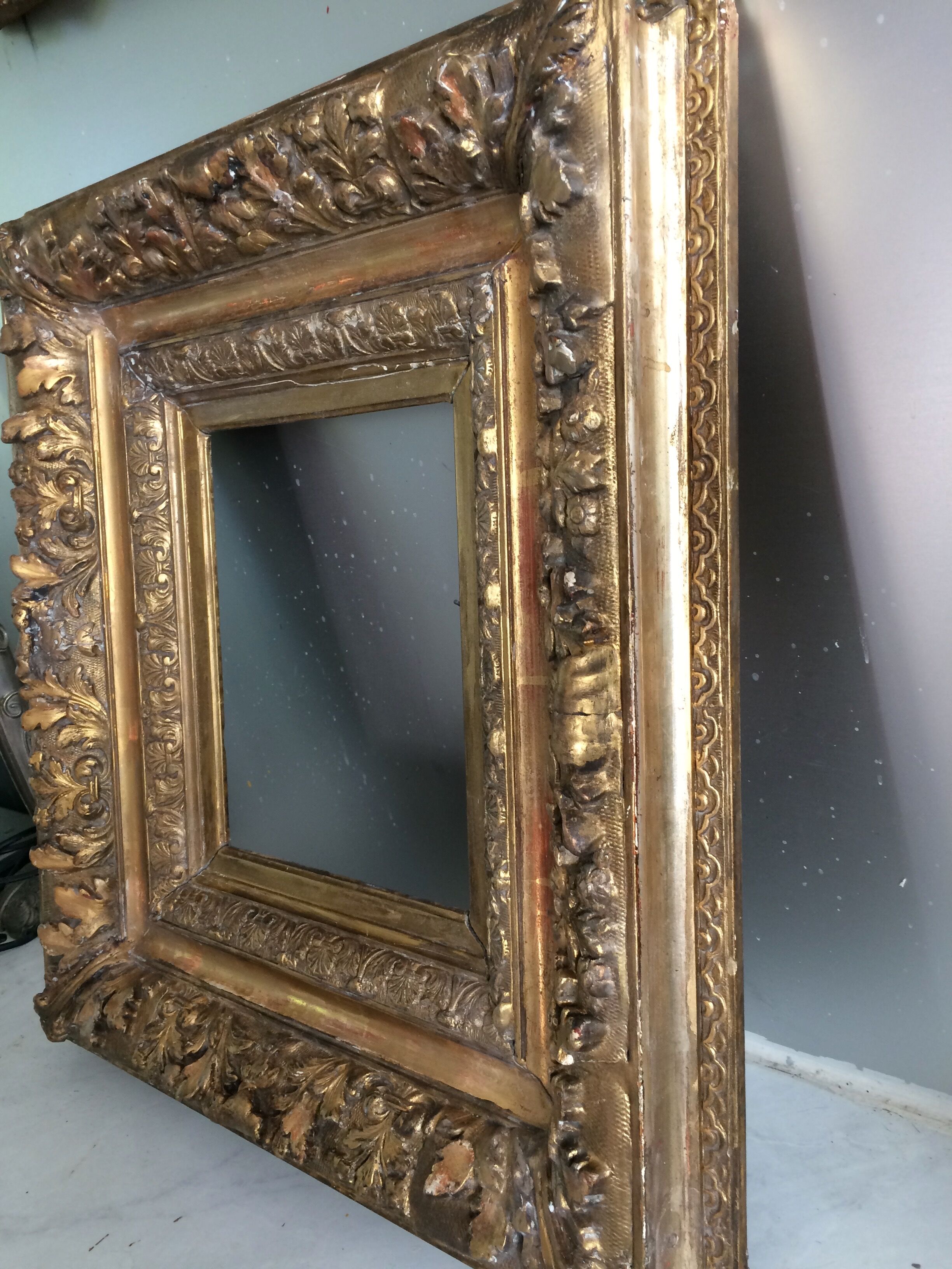 Frame Wood&Stuc/Gilding Gold gold leaves/Decors leaves Oak/XIXth