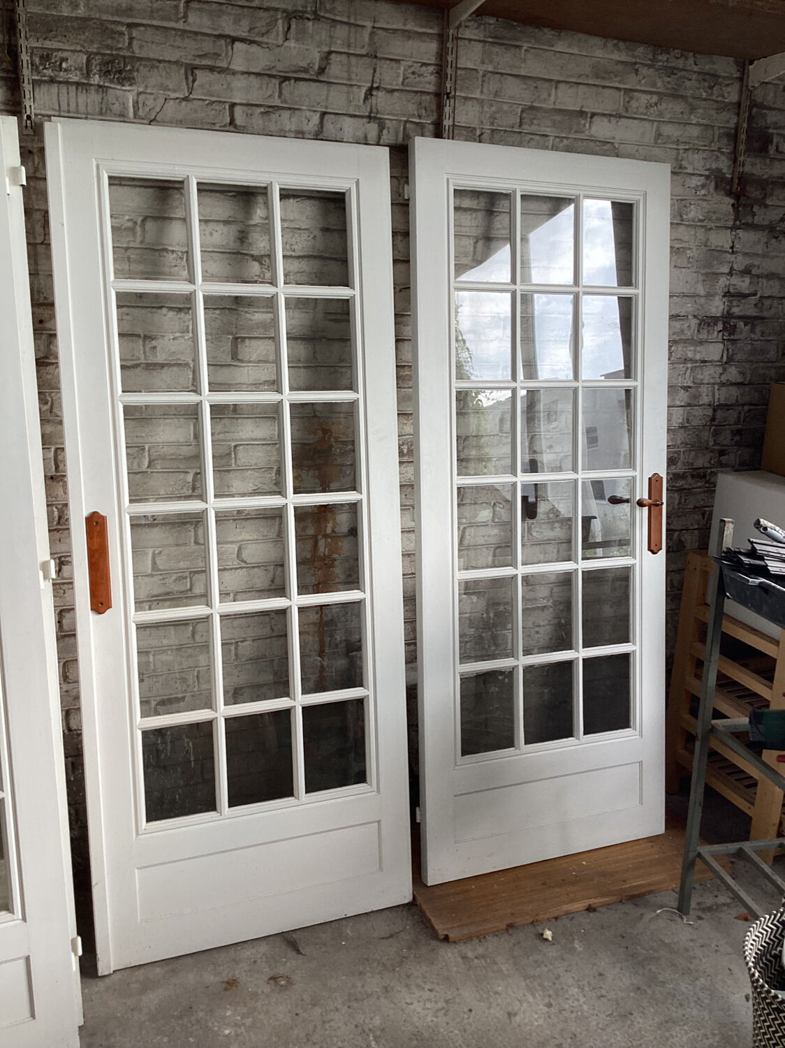 Double old wooden glass door