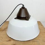 Industrial White Enamel and Cast Iron Pendant Light, 1960s