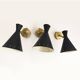 Set of three Italian wall lights in brass and lacquered iron, 1950s design