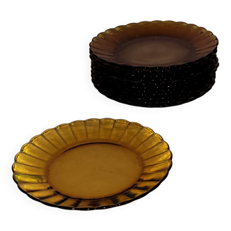 12 dessert plates flower / sun Duralex - vintage