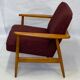 Chair created by Mr. Zieliski year 60 burgundy fabric.