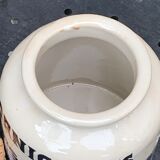 Grey sandstone pot with blue patterns and vintage liege cork 1970