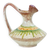 1960s Italian Modern Ceramic Jug, Beige and Green, Bertoncello Manufacturer