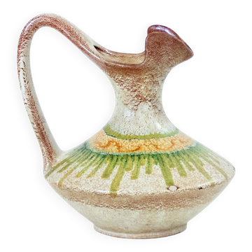 Jarre en céramique moderne italienne des années 1960, beige et vert, fabricant Bertoncello.