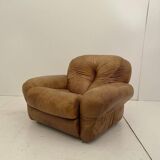 Pair of brown leather armchairs