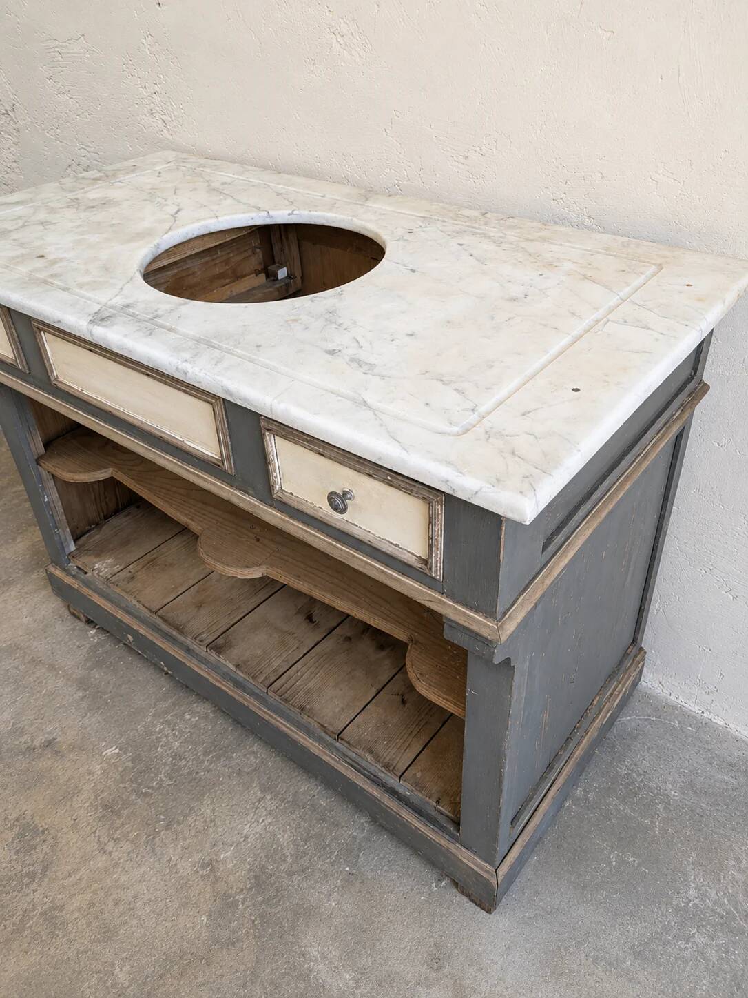 Bathroom furniture wood & marble vintage antique