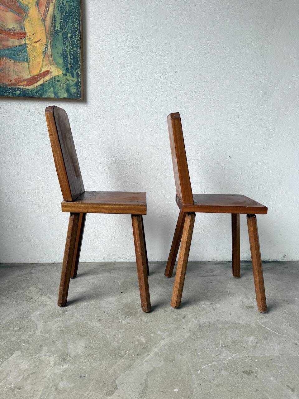 Paire de chaises brutaliste en chêne 1950