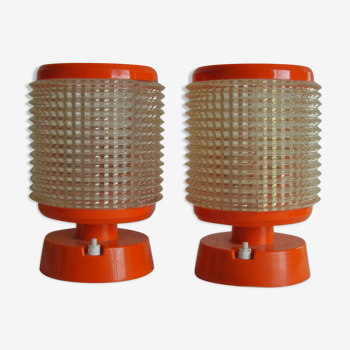 Paire de lampes de chevet vintage orange