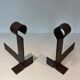 Important Pair of Modernist Wrought Iron Andirons with Ring Finials