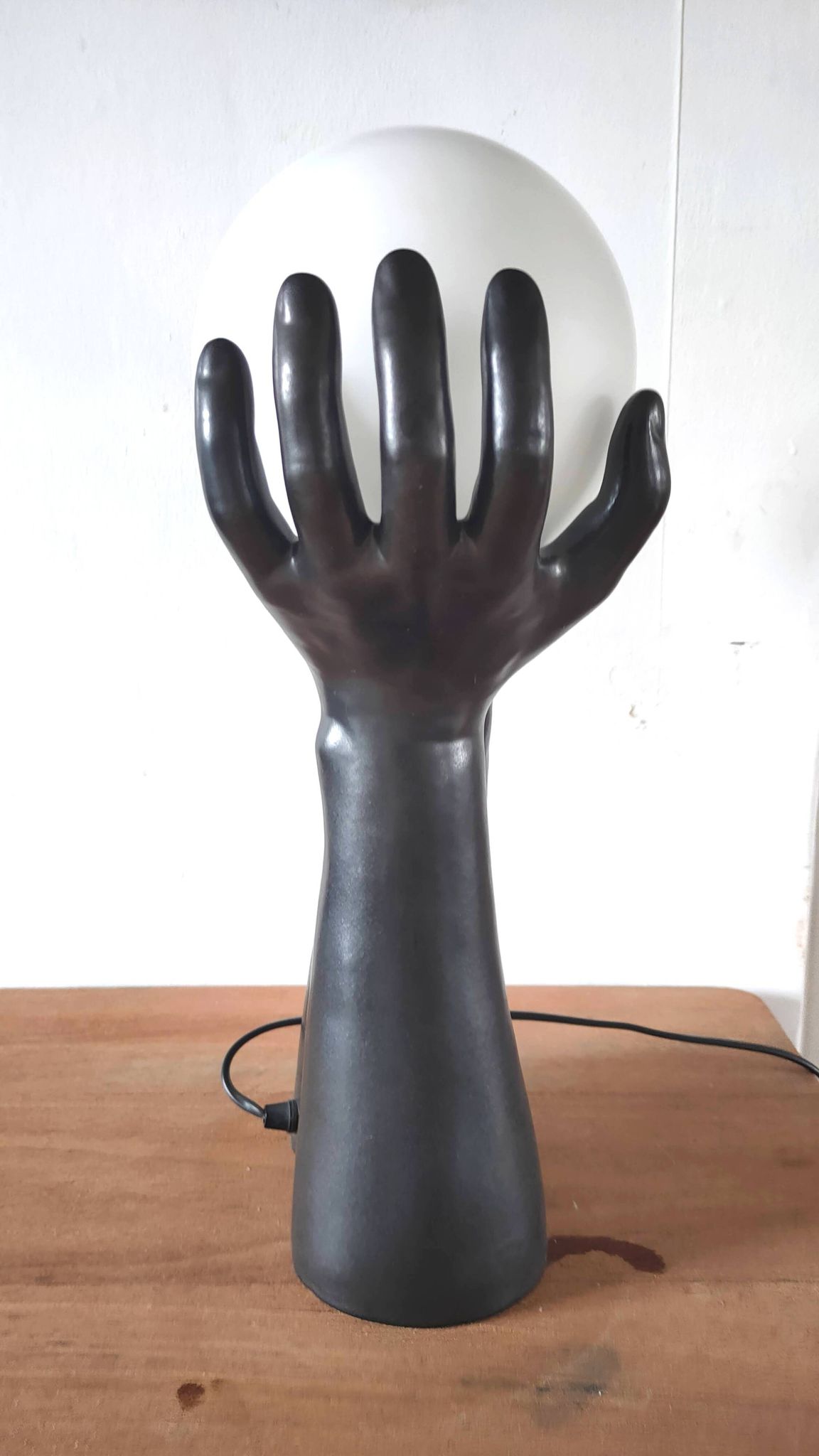 Large ceramic lamp pair of hands design 70s