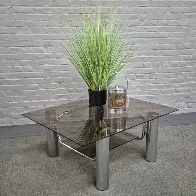 Vintage italian chrome coffee table -1970's