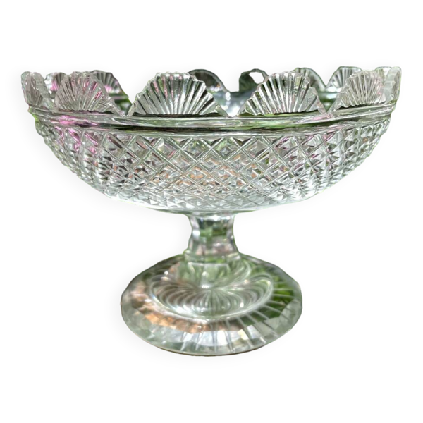 Coupe sur pied en cristal pointe de diamant centre de table vide poche deco