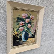 Huile sur toile, bouquet de renoncules