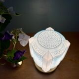 Vintage art deco globe table lamp in blue opaline