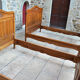Pair of beds and Art Nouveau bedside in oak, France, circa 1910