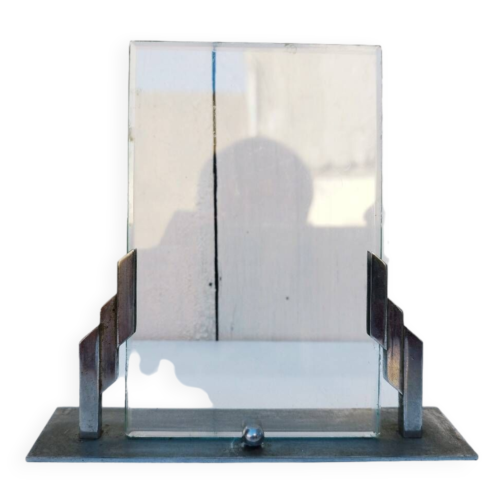 Art deco photo frame Silver metal Vintage