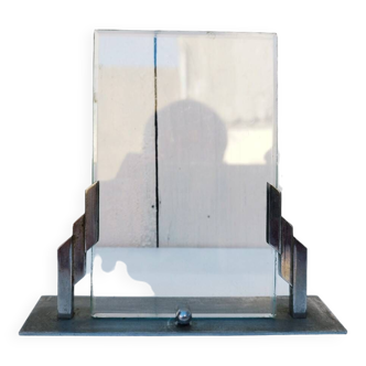 Art deco photo frame Silver metal Vintage