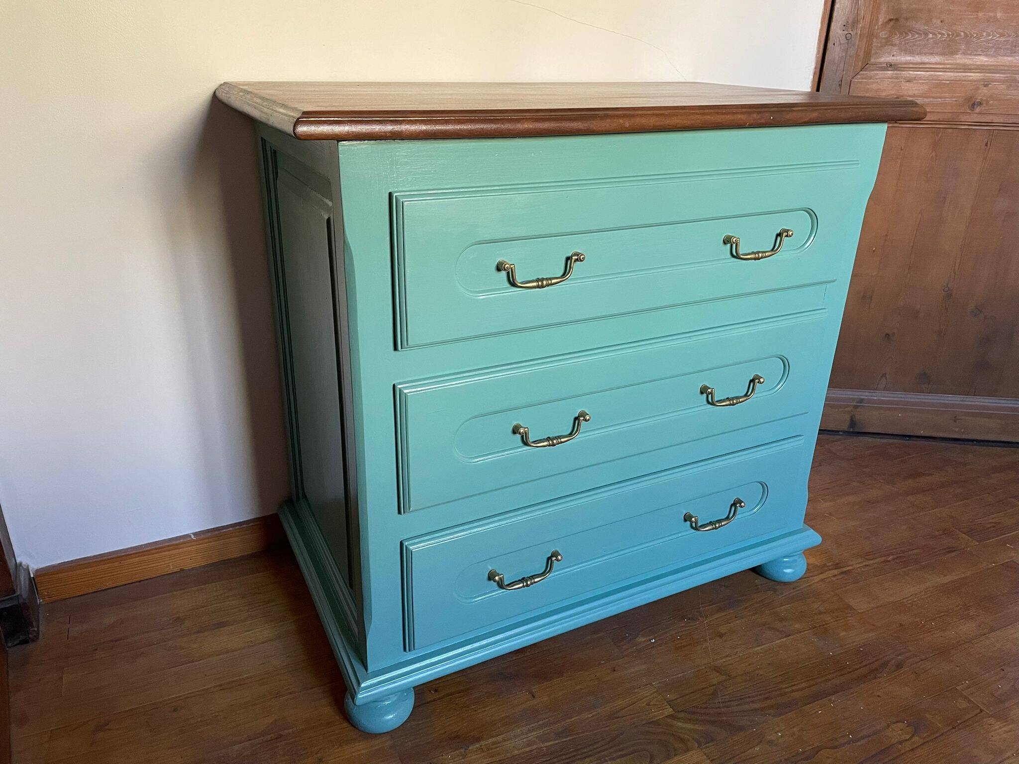 3-drawer chest of drawers in duck blue oak