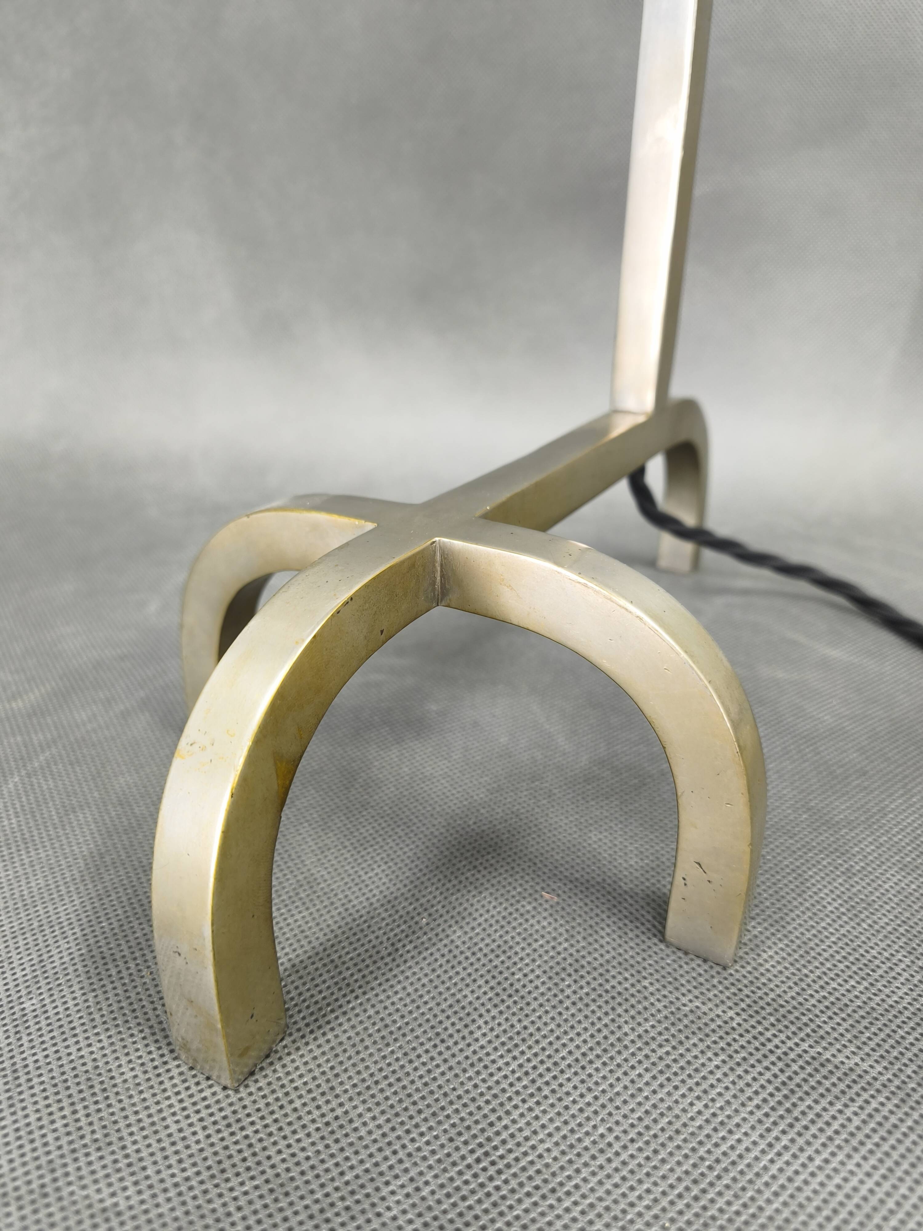 Rare Bauhaus Nickel Table Lamp with Glass Diffuser, 1930s