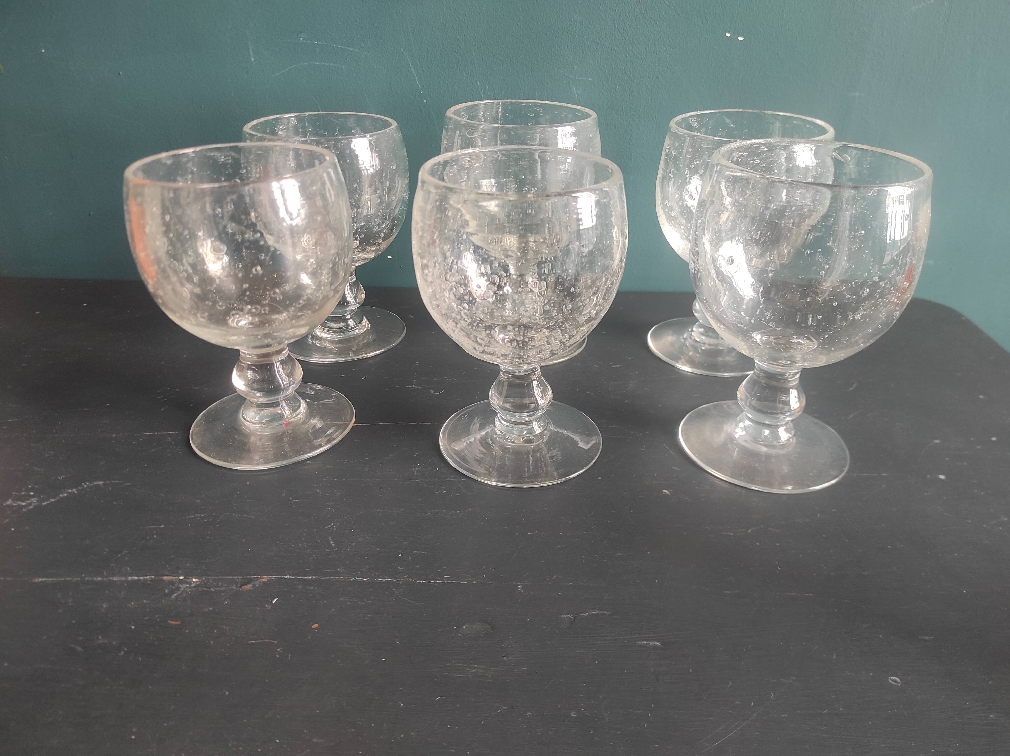 Vintage French set of 6 large water cups from Biot